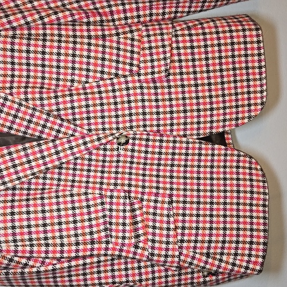 Talbots Shetland Wool Multi Color Plaid Elbow Patch Lined Blazer BWOT - Picture 4 of 13